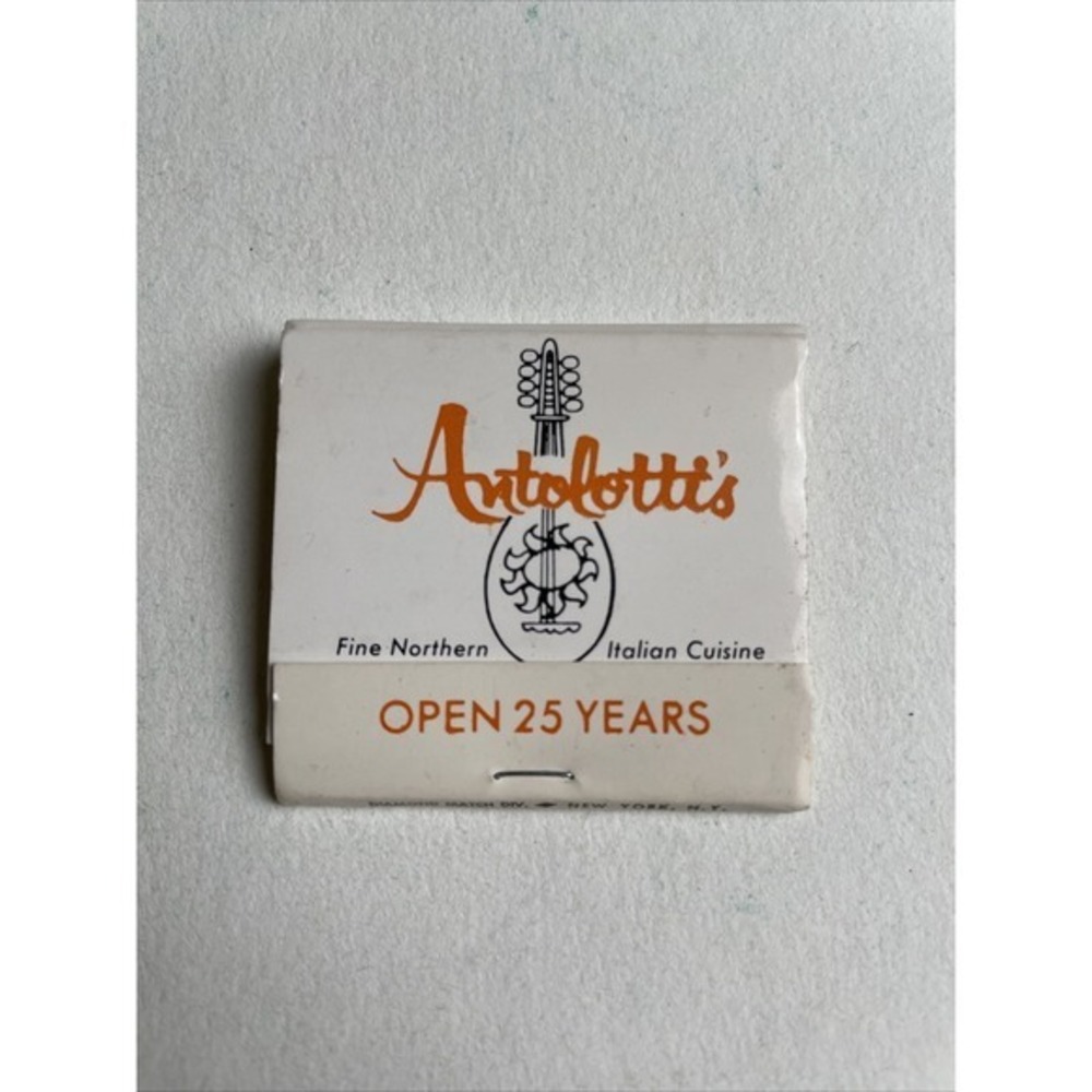 Vintage Antolotti's Italian Restaurant Matchbook New York City Guitar Banjo